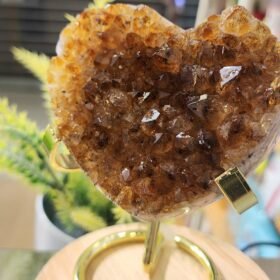 焦糖色黃晶黃金水晶心心🤍擺件 ｜ Home＋ Crystal Life