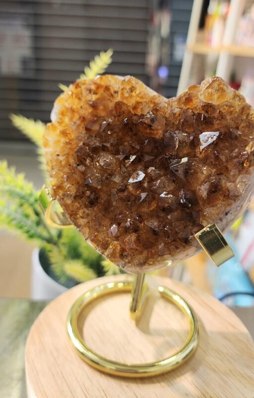 焦糖色黃晶黃金水晶心心🤍擺件 ｜ Home＋ Crystal Life