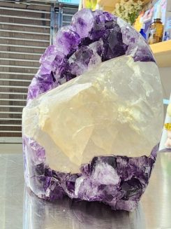 紫水晶大方解石擺件